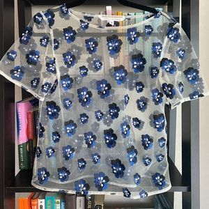 DVF lace embroidered top